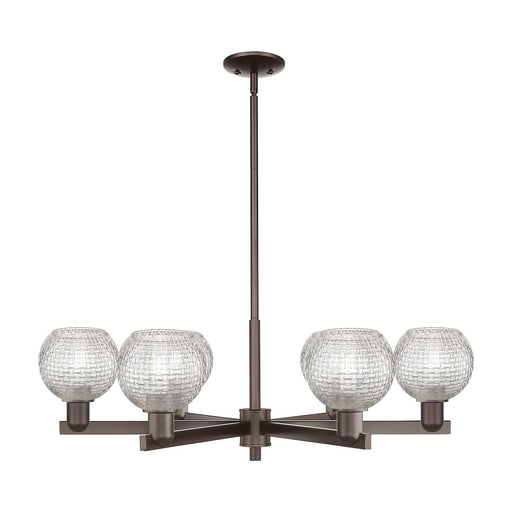 Innovations Athens 36in 6-Light Chandelier | Industrial Oil Rubbed Bronze Steel and Clear Basket Weave Glass | Dining Room & | Model 716-6CR-OB-G122C-6CL