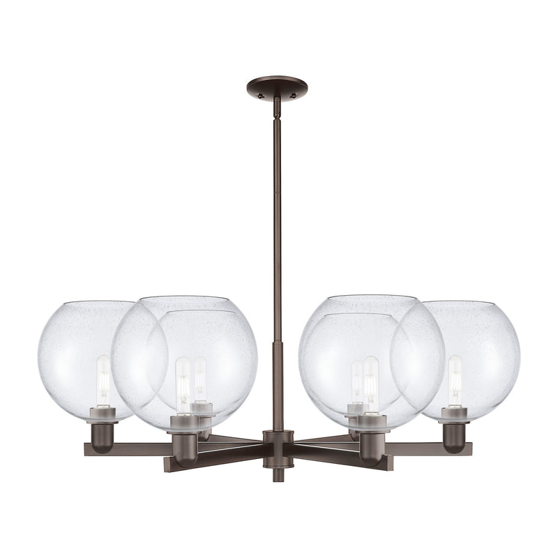 Innovations Athens 40in 6-Light Chandelier | Industrial Oil Rubbed Bronze Steel and Seedy Glass | Dining Room & Living Room | Model 716-6CR-OB-G124-10
