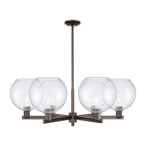 Innovations Athens 40in 6-Light Chandelier | Industrial Oil Rubbed Bronze Steel and Seedy Glass | Dining Room & Living Room | Model 716-6CR-OB-G124-10