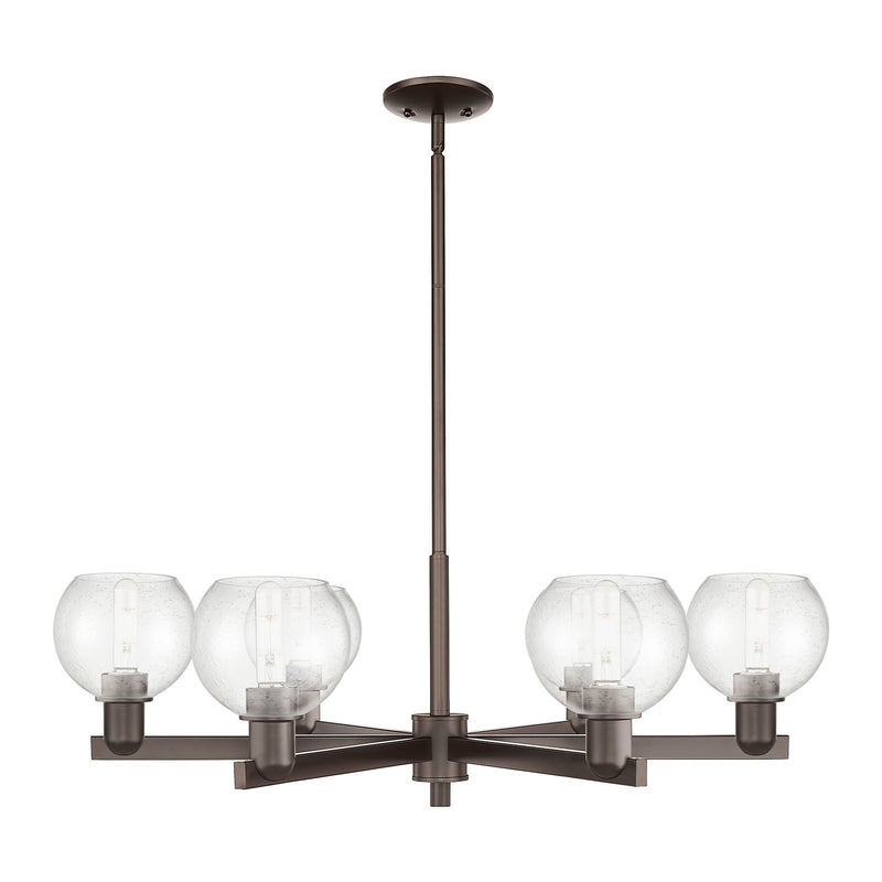 Innovations Athens 36in 6-Light Chandelier | Industrial Oil Rubbed Bronze Steel and Seedy Glass | Dining Room & Living Room | Model 716-6CR-OB-G124-6