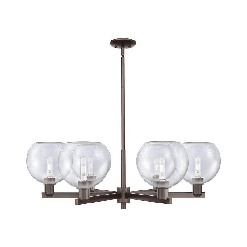 Innovations Athens 38in 6-Light Chandelier | Industrial Oil Rubbed Bronze Steel and Seedy Glass | Dining Room & Living Room | Model 716-6CR-OB-G124-8