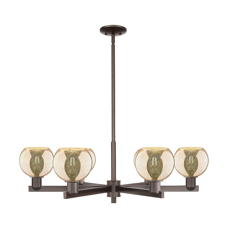 Innovations Athens 36in 6-Light Chandelier | Industrial Oil Rubbed Bronze Steel and Mercury Glass | Dining Room & Living Room | Model 716-6CR-OB-G128-6