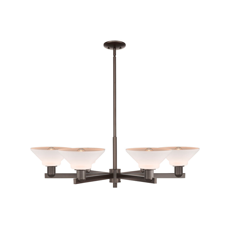Innovations Orwell 38in 6-Light Chandelier | Industrial Oil Rubbed Bronze Steel and Matte White Glass | Dining Room & Living Room | Model 716-6CR-OB-G131