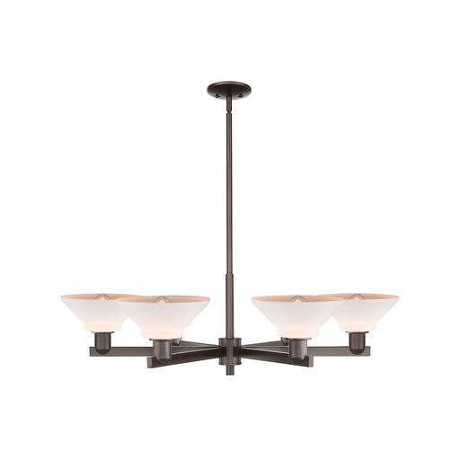 Innovations Orwell 38in 6-Light Chandelier | Industrial Oil Rubbed Bronze Steel and Matte White Glass | Dining Room & Living Room | Model 716-6CR-OB-G131