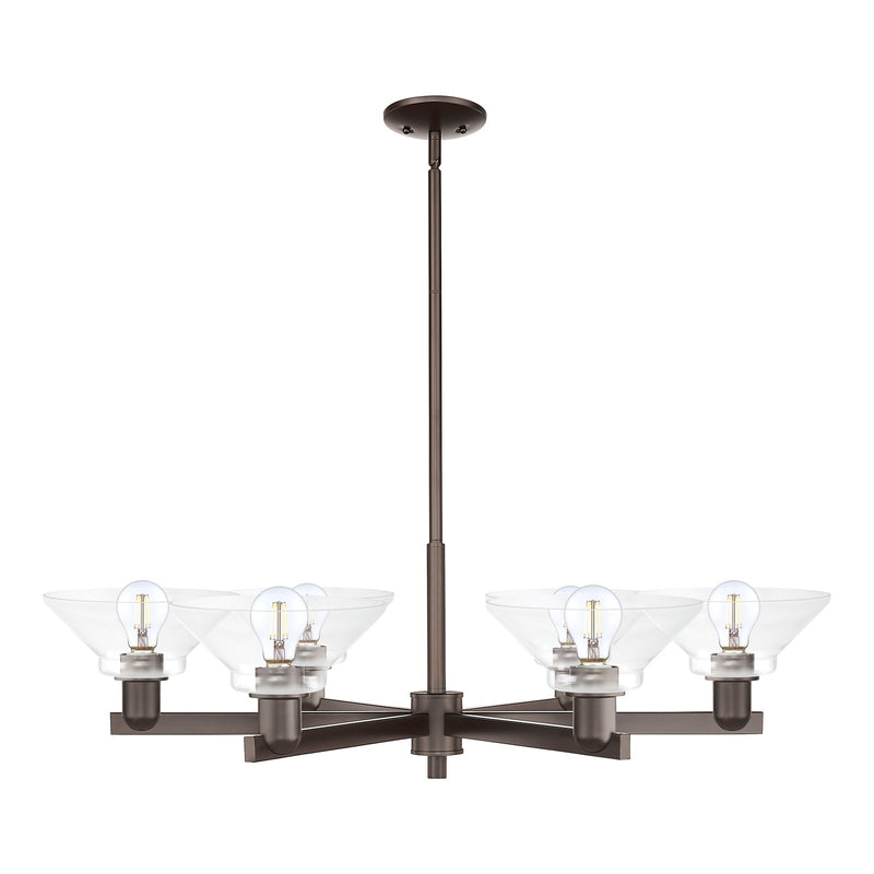 Innovations Orwell 38in 6-Light Chandelier | Industrial Oil Rubbed Bronze Steel and Clear Glass | Dining Room & Living Room | Model 716-6CR-OB-G132