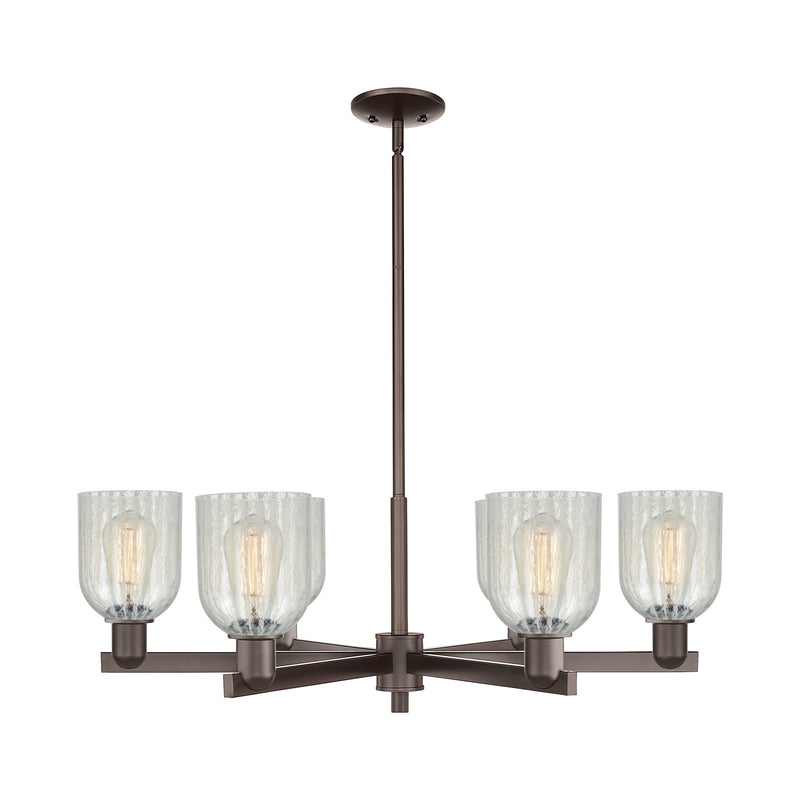 Innovations Caledonia 35in 6-Light Chandelier | Industrial Oil Rubbed Bronze Steel and Mouchette Glass | Kitchen Island & Dining | Model 716-6CR-OB-G2511