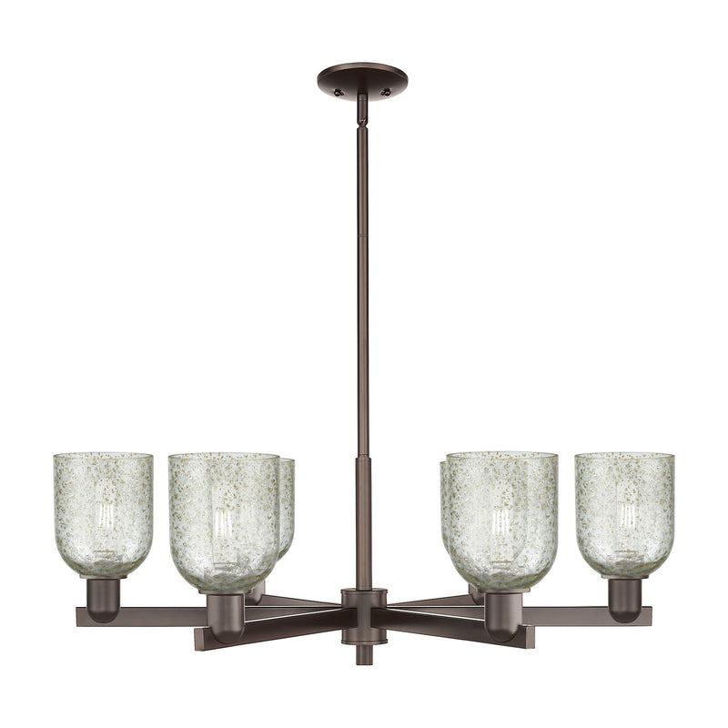 Innovations Caledonia 35in 6-Light Chandelier | Industrial Oil Rubbed Bronze Steel and Mica Glass | Dining Room & Living Room | Model 716-6CR-OB-G259