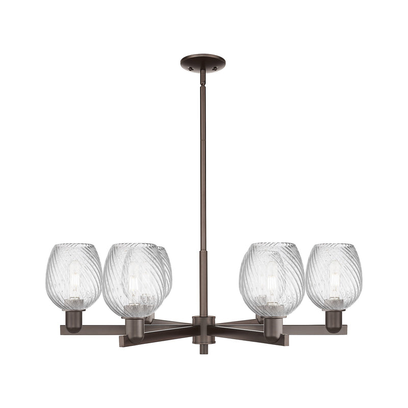 Innovations Salina 35.5in 6-Light Chandelier | Industrial Oil Rubbed Bronze Steel and Clear Spiral Fluted Glass | Dining Room & | Model 716-6CR-OB-G292