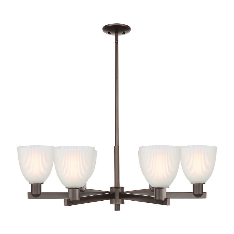 Innovations Castile 36in 6-Light Chandelier | Industrial Oil Rubbed Bronze Steel and White Glass | Dining Room & Living Room | Model 716-6CR-OB-G381