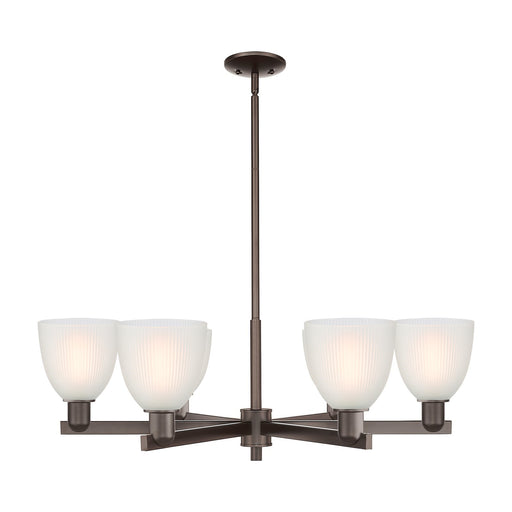 Innovations Castile 36in 6-Light Chandelier | Industrial Oil Rubbed Bronze Steel and White Glass | Dining Room & Living Room | Model 716-6CR-OB-G381
