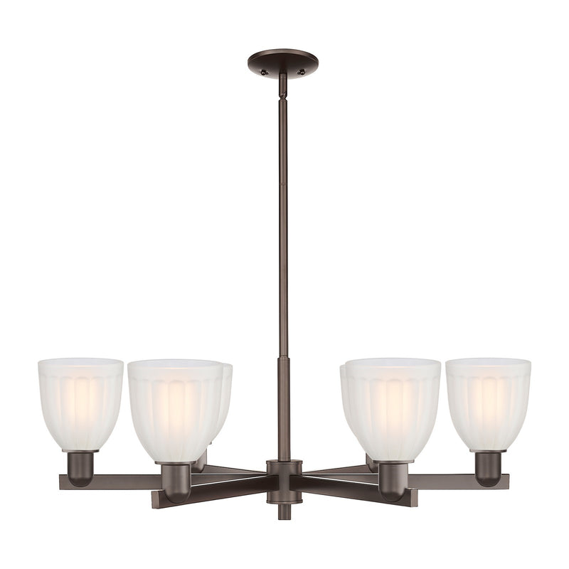 Innovations Brookfield 36in 6-Light Chandelier | Industrial Oil Rubbed Bronze Steel and White Frosted Glass | Dining Room & Living | Model 716-6CR-OB-G441