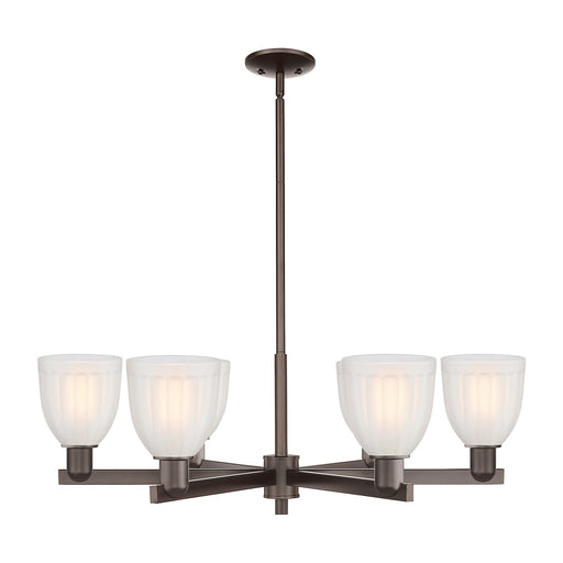 Innovations Brookfield 36in 6-Light Chandelier | Industrial Oil Rubbed Bronze Steel and White Frosted Glass | Dining Room & Living | Model 716-6CR-OB-G441