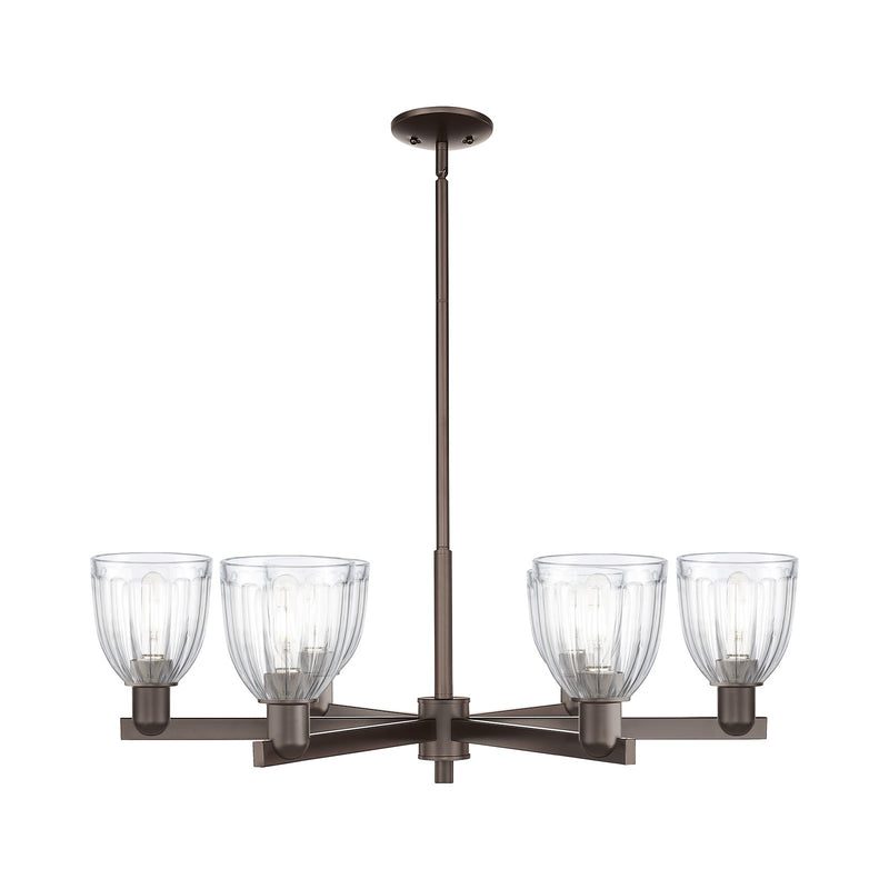 Innovations Brookfield 36in 6-Light Chandelier | Industrial Oil Rubbed Bronze Steel and Clear Ribbed Glass | Dining Room & Living | Model 716-6CR-OB-G442