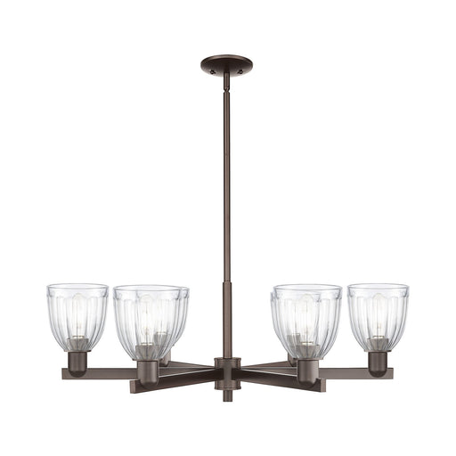 Innovations Brookfield 36in 6-Light Chandelier | Industrial Oil Rubbed Bronze Steel and Clear Ribbed Glass | Dining Room & Living | Model 716-6CR-OB-G442