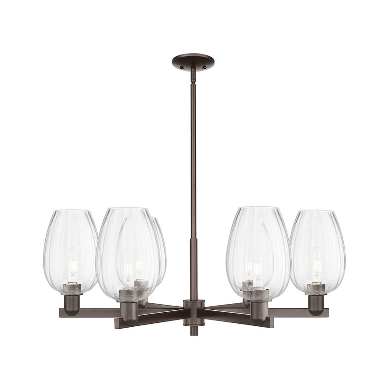 Innovations Preston 6Lt 24" Flute Stem Chandelier, OB/CL - 716-6CR-OB-G457-6CL