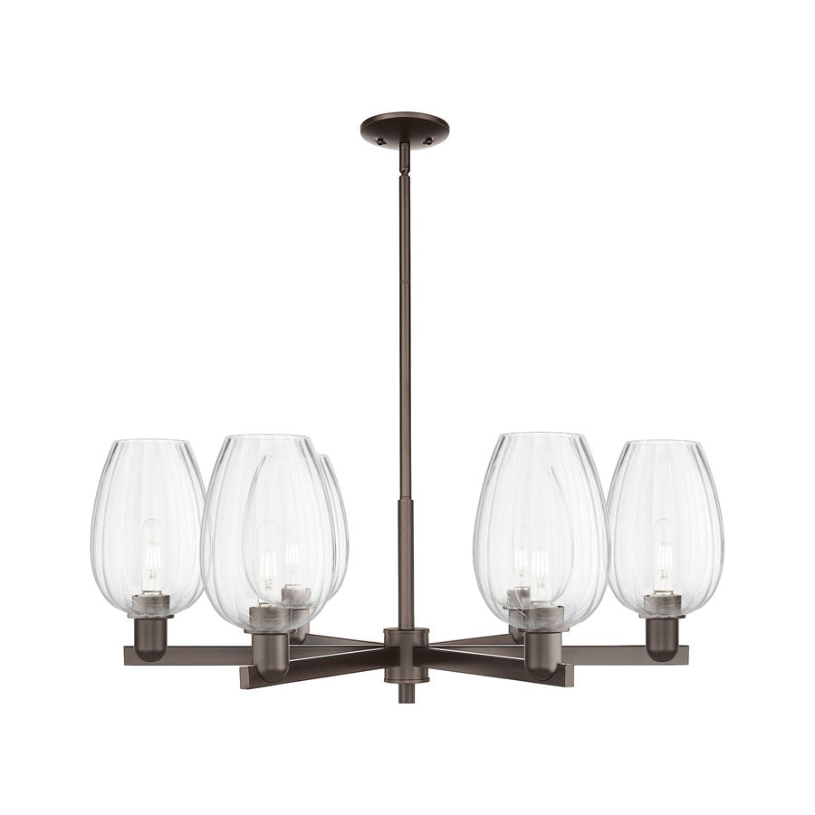 Innovations Preston 6Lt 24" Flute Stem Chandelier, OB/CL - 716-6CR-OB-G457-6CL