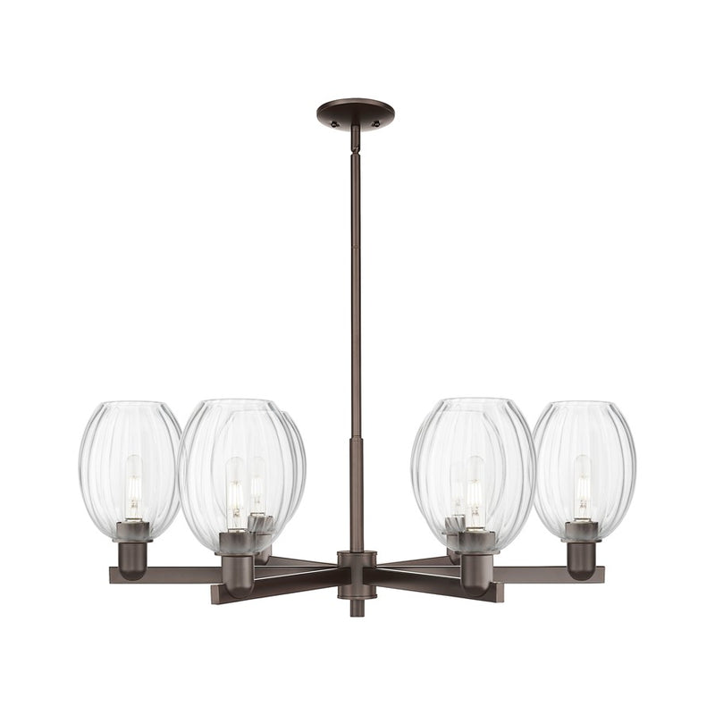 Innovations Preston 6Lt 24" Bell Stem Chandelier, BZ/Clear - 716-6CR-OB-G459-6CL