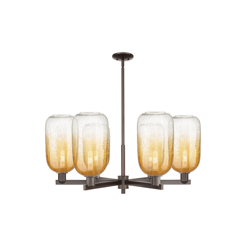 Innovations Brookhaven Cloche 37in 6-Light Chandelier | Industrial Oil Rubbed Bronze Steel and Amber Glass | Dining Room & | Model 716-6CR-OB-G482-7AM