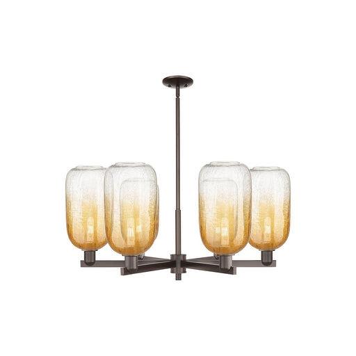 Innovations Brookhaven Cloche 37in 6-Light Chandelier | Industrial Oil Rubbed Bronze Steel and Amber Glass | Dining Room & | Model 716-6CR-OB-G482-7AM