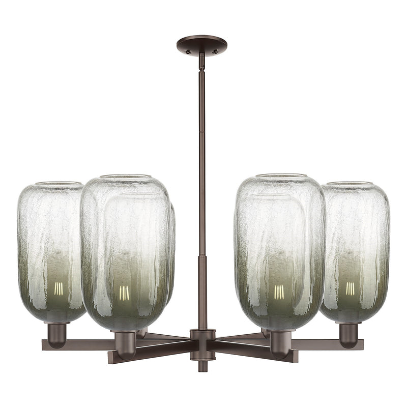 Innovations Brookhaven Cloche 36.75in 6-Light Chandelier | Industrial Oil Rubbed Bronze Steel and Slate Glass | Dining Room & | Model 716-6CR-OB-G482-7SL