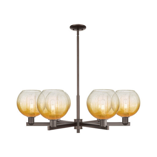 Innovations Brookhaven Globe 38in 6-Light Chandelier | Industrial Oil Rubbed Bronze Steel and Amber Glass | Dining Room & | Model 716-6CR-OB-G483-8AM