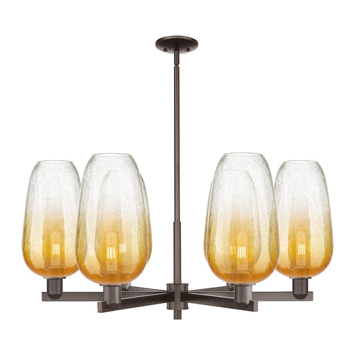 Innovations Brookhaven Flute 37in 6-Light Chandelier | Industrial Oil Rubbed Bronze Steel and Amber Glass | Dining Room & | Model 716-6CR-OB-G484-7AM