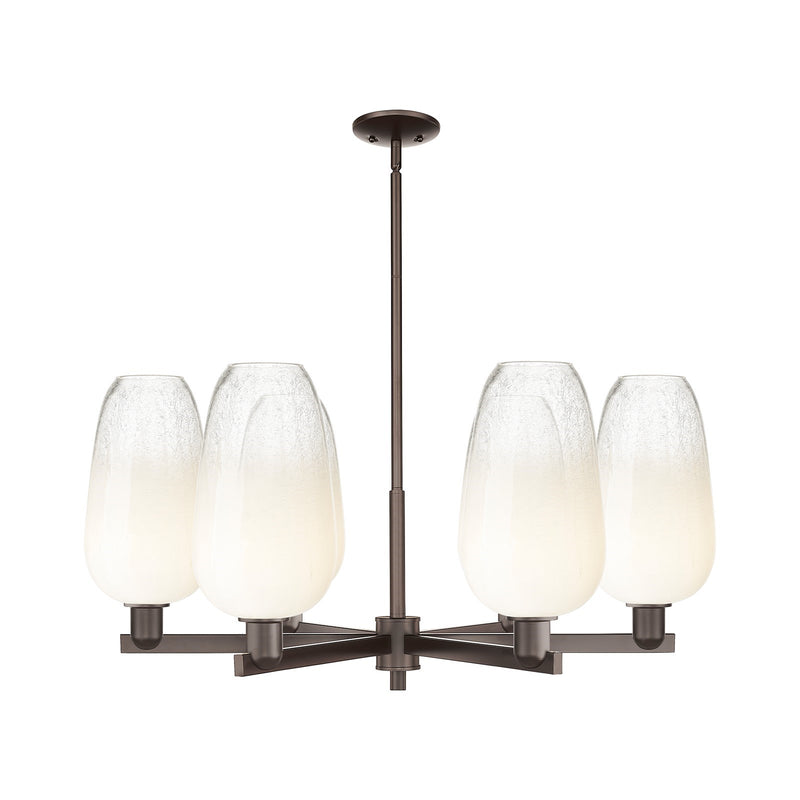 Innovations Brookhaven Flute 37in 6-Light Chandelier | Industrial Oil Rubbed Bronze Steel and Opal Glass | Dining Room & | Model 716-6CR-OB-G484-7OP