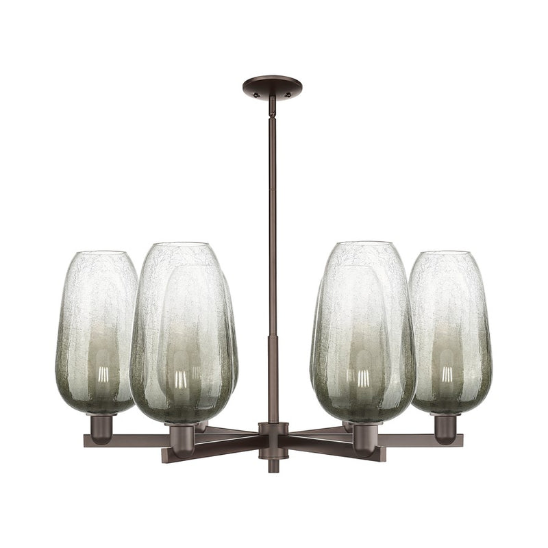 Innovations BH Flute 6Lt 24" Stem Chandelier, BZ/Slate - 716-6CR-OB-G484-7SL