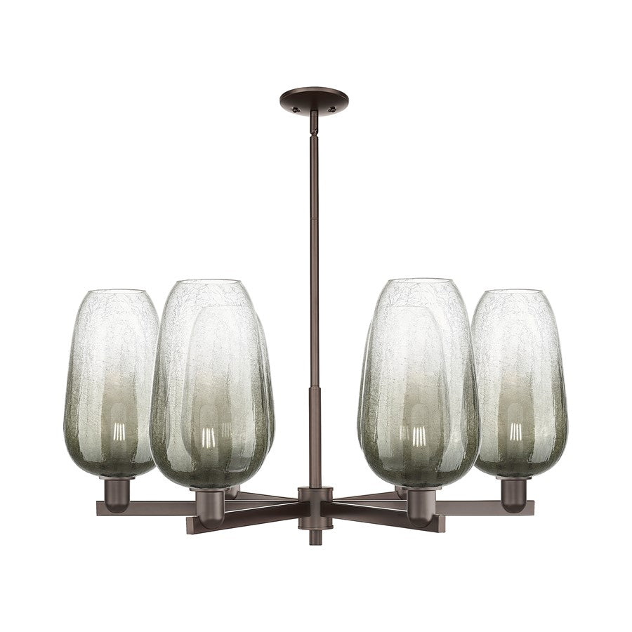 Innovations BH Flute 6Lt 24" Stem Chandelier, BZ/Slate - 716-6CR-OB-G484-7SL