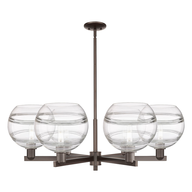Innovations Rochester 40in 6-Light Chandelier | Industrial Oil Rubbed Bronze Steel and Clear Glass | Kitchen Island & Dining | Model 716-6CR-OB-G556-10CL