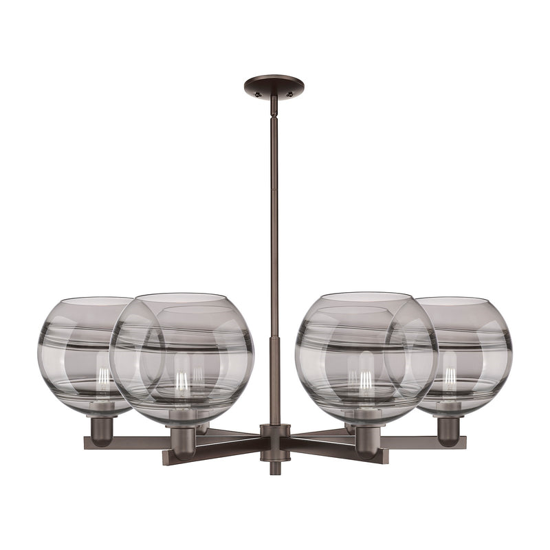 Innovations Rochester 40in 6-Light Chandelier | Industrial Oil Rubbed Bronze and Light Smoke Glass | Dining Room & Living | Model 716-6CR-OB-G556-10SM