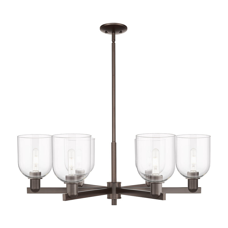 Innovations Bella 35in 6-Light Chandelier | Industrial Oil Rubbed Bronze Steel and Clear Glass | Dining Room & Living Room | Model 716-6CR-OB-G558-6CL