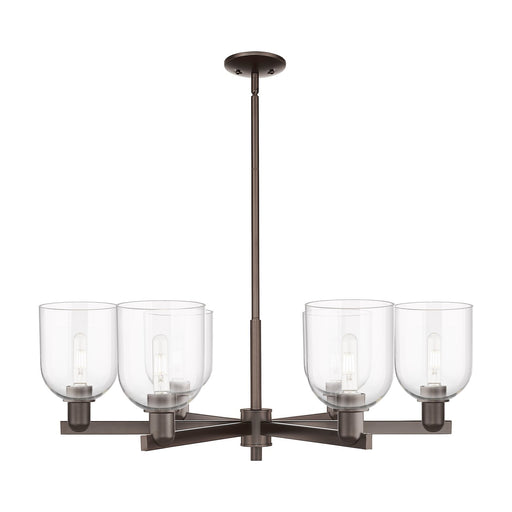 Innovations Bella 35in 6-Light Chandelier | Industrial Oil Rubbed Bronze Steel and Clear Glass | Dining Room & Living Room | Model 716-6CR-OB-G558-6CL