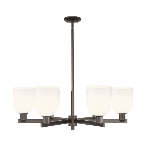 Innovations Bella 35in 6-Light Chandelier | Industrial Oil Rubbed Bronze Steel and White Glass | Dining Room & Living Room | Model 716-6CR-OB-G558-6GWH