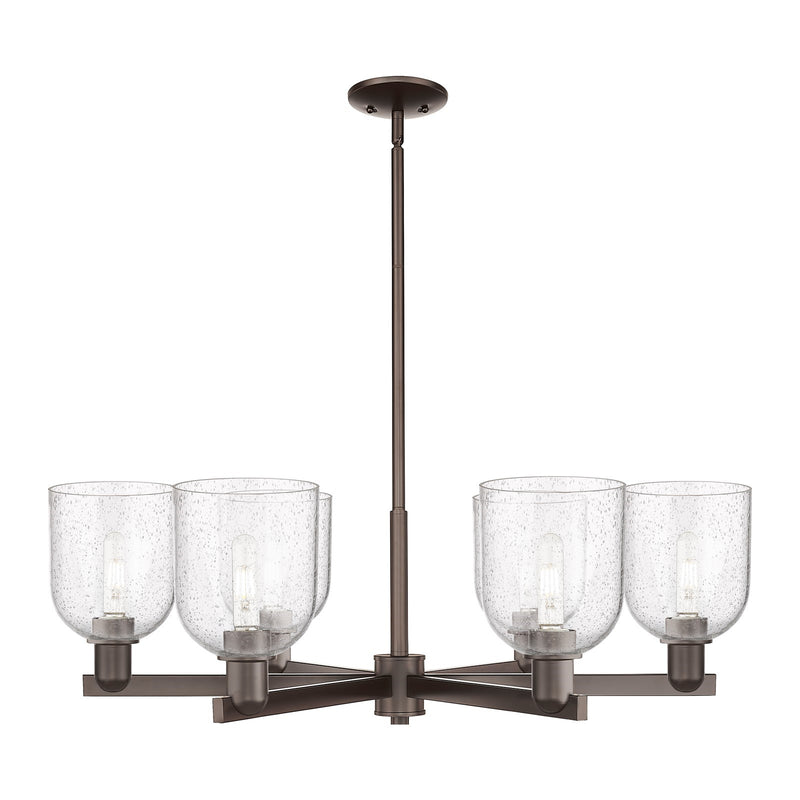 Innovations Bella 35in 6-Light Chandelier | Industrial Oil Rubbed Bronze Steel and Seedy Glass | Dining Room & Living Room | Model 716-6CR-OB-G558-6SDY