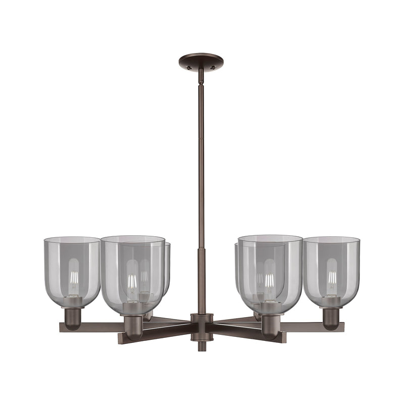 Innovations Bella 35in 6-Light Chandelier | Industrial Oil Rubbed Bronze and Light Smoke Glass | Dining Room & Living Room | Model 716-6CR-OB-G558-6SM