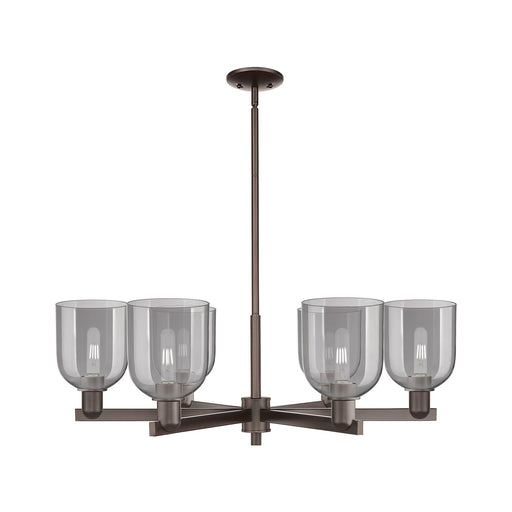 Innovations Bella 35in 6-Light Chandelier | Industrial Oil Rubbed Bronze and Light Smoke Glass | Dining Room & Living Room | Model 716-6CR-OB-G558-6SM