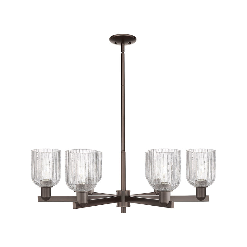 Innovations Bridal Veil 35in 6-Light Chandelier | Industrial Oil Rubbed Bronze Steel and Clear Ribbed Glass | Dining Room & | Model 716-6CR-OB-G559-5CL