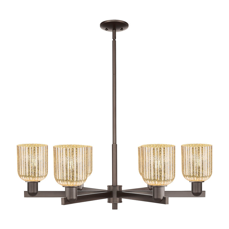 Innovations Bridal Veil 34.75in 6-Light Chandelier | Industrial Oil Rubbed Bronze and Mercury Ribbed Glass | Dining Room & | Model 716-6CR-OB-G559-5ME