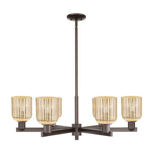 Innovations Bridal Veil 34.75in 6-Light Chandelier | Industrial Oil Rubbed Bronze and Mercury Ribbed Glass | Dining Room & | Model 716-6CR-OB-G559-5ME
