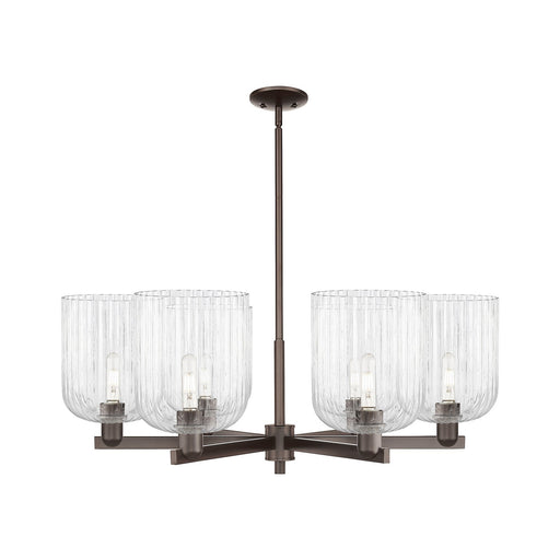 Innovations Bridal Veil 38in 6-Light Chandelier | Industrial Oil Rubbed Bronze Steel and Clear Ribbed Glass | Dining Room & | Model 716-6CR-OB-G559-8CL
