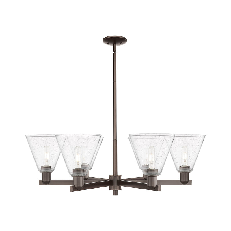 Innovations Berkshire Glass 38in 6-Light Chandelier | Industrial Oil Rubbed Bronze Steel and Seedy Glass | Dining Room & Living | Model 716-6CR-OB-GBC-84