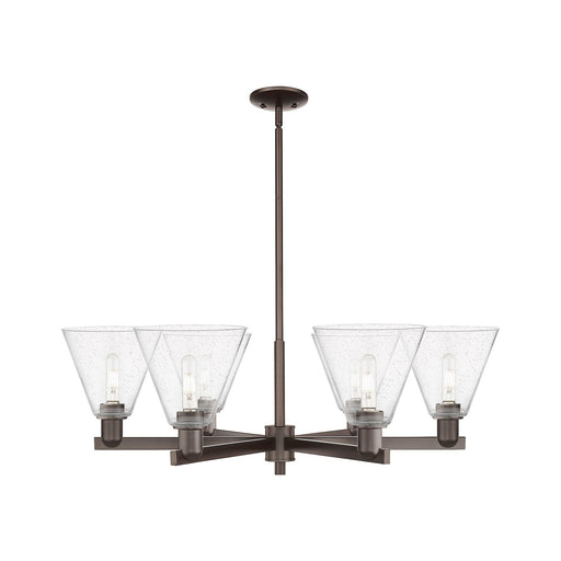 Innovations Berkshire Glass 38in 6-Light Chandelier | Industrial Oil Rubbed Bronze Steel and Seedy Glass | Dining Room & Living | Model 716-6CR-OB-GBC-84