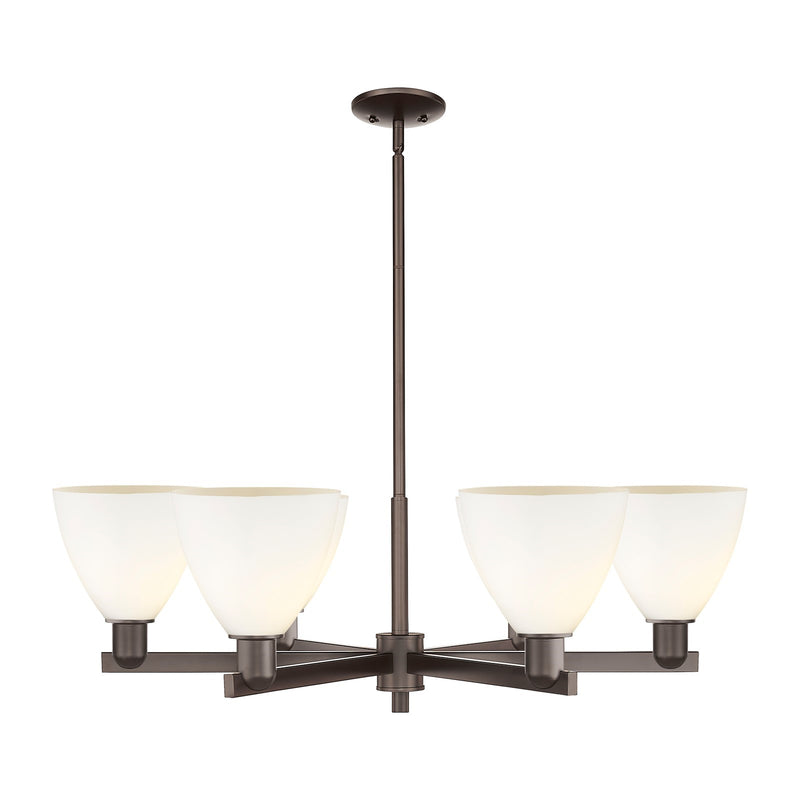 Innovations Bristol 37in 6-Light Chandelier | Industrial Oil Rubbed Bronze Steel and Matte White Glass | Dining Room & Living | Model 716-6CR-OB-GBD-751