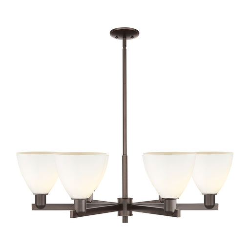 Innovations Bristol 37in 6-Light Chandelier | Industrial Oil Rubbed Bronze Steel and Matte White Glass | Dining Room & Living | Model 716-6CR-OB-GBD-751