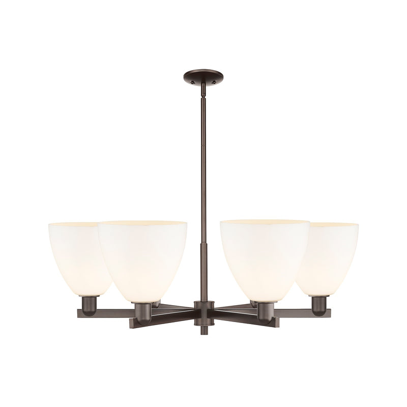 Innovations Bristol 39in 6-Light Chandelier | Industrial Oil Rubbed Bronze Steel and Matte White Glass | Dining Room & Living | Model 716-6CR-OB-GBD-91