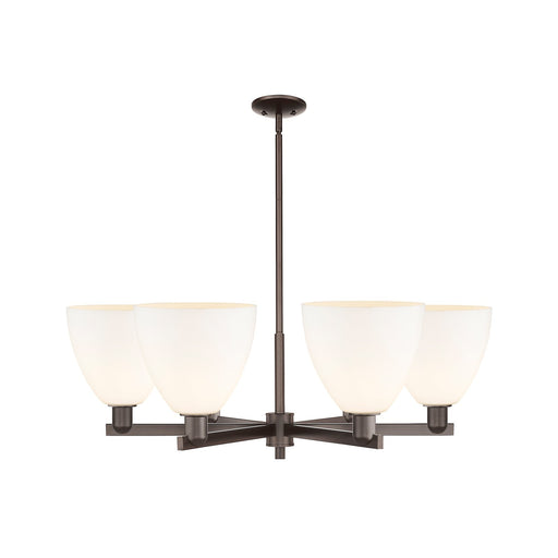 Innovations Bristol 39in 6-Light Chandelier | Industrial Oil Rubbed Bronze Steel and Matte White Glass | Dining Room & Living | Model 716-6CR-OB-GBD-91