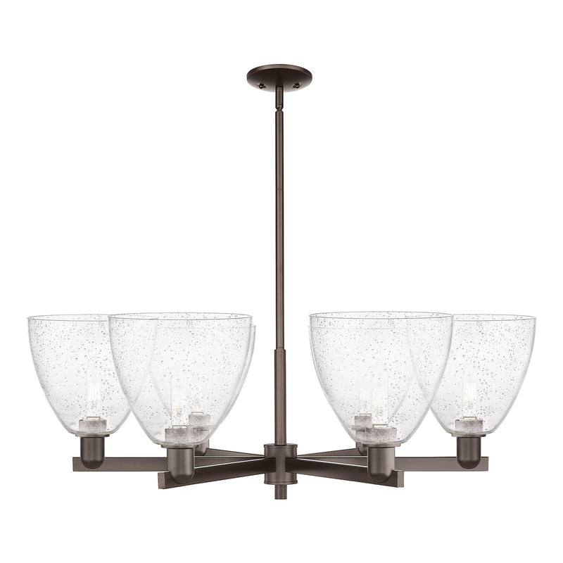 Innovations Bristol 39in 6-Light Chandelier | Industrial Oil Rubbed Bronze Steel and Seedy Glass | Dining Room & Living Room | Model 716-6CR-OB-GBD-94