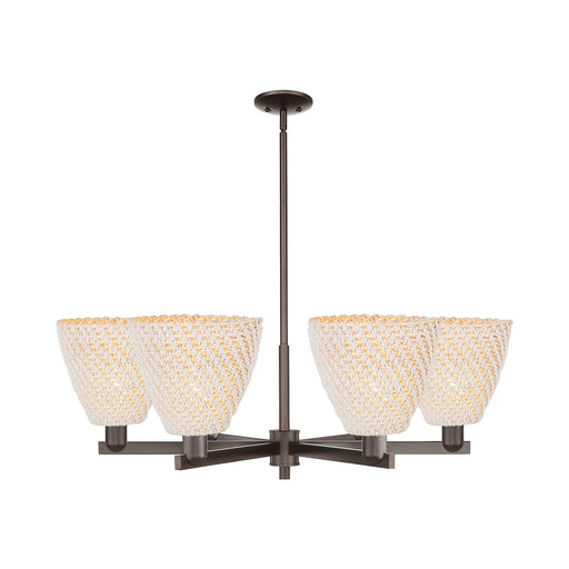Innovations Bristol Natural 39in 6-Light Chandelier | Industrial Oil Rubbed Bronze Steel and Natural Fiber Dome Shade | Model 716-6CR-OB-NBD-9-NAT