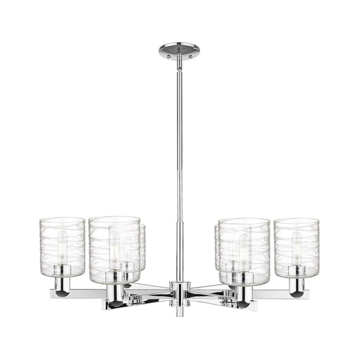 Innovations Cobbleskill 35in 6-Light Chandelier | Industrial Polished Chrome and Deco Swirl Glass | Dining Room & Living Room | Model 716-6CR-PC-G1113